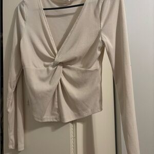 Cream Twist-Front Top